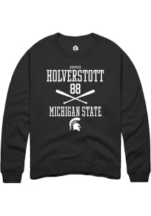 Sophie Holverstott  Rally Michigan State Spartans Mens Black NIL Sport Icon Long Sleeve Crew Sweat..