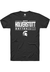 Sophie Holverstott  Michigan State Spartans Black Rally NIL Stacked Box Short Sleeve T Shirt