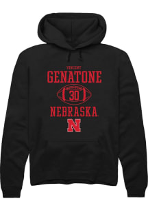 Vincent Genatone  Rally Nebraska Cornhuskers Mens Black Football NIL Sport Icon Long Sleeve Hoodie