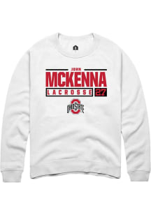 John McKenna  Rally Ohio State Buckeyes Mens White NIL Stacked Box Long Sleeve Crew Sweatshirt