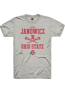 Tommy Janowicz  Ohio State Buckeyes Ash Rally NIL Sport Icon Short Sleeve T Shirt