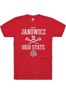 Tommy Janowicz  Ohio State Buckeyes Red Rally NIL Sport Icon Short Sleeve T Shirt