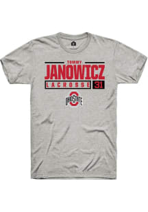 Tommy Janowicz  Ohio State Buckeyes Ash Rally NIL Stacked Box Short Sleeve T Shirt