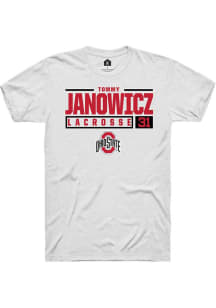Tommy Janowicz  Ohio State Buckeyes White Rally NIL Stacked Box Short Sleeve T Shirt