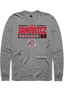Tommy Janowicz  Ohio State Buckeyes Graphite Rally NIL Stacked Box Long Sleeve T Shirt
