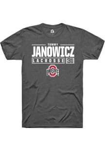 Tommy Janowicz  Ohio State Buckeyes Dark Grey Rally NIL Stacked Box Short Sleeve T Shirt