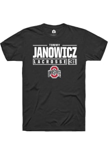 Tommy Janowicz  Ohio State Buckeyes Black Rally NIL Stacked Box Short Sleeve T Shirt