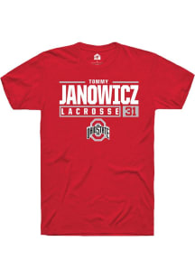 Tommy Janowicz  Ohio State Buckeyes Red Rally NIL Stacked Box Short Sleeve T Shirt