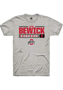 Sami Bewick  Ohio State Buckeyes Ash Rally NIL Stacked Box Short Sleeve T Shirt