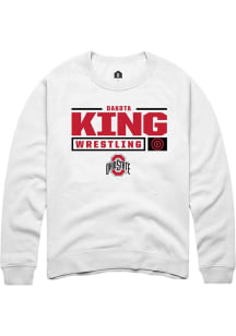 Dakota King  Rally Ohio State Buckeyes Mens White NIL Stacked Box Long Sleeve Crew Sweatshirt