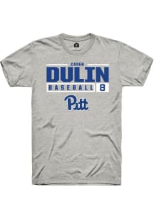 Caden Dulin  Pitt Panthers Ash Rally NIL Stacked Box Short Sleeve T Shirt