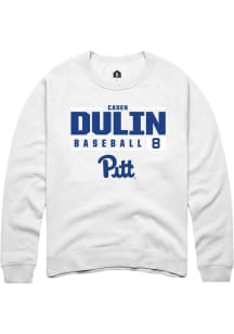 Caden Dulin  Rally Pitt Panthers Mens White NIL Stacked Box Long Sleeve Crew Sweatshirt
