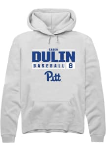 Caden Dulin  Rally Pitt Panthers Mens White NIL Stacked Box Long Sleeve Hoodie