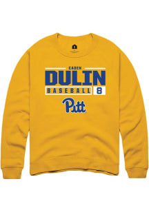 Caden Dulin  Rally Pitt Panthers Mens Gold NIL Stacked Box Long Sleeve Crew Sweatshirt