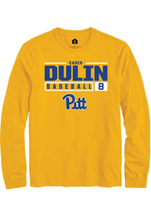 Caden Dulin  Pitt Panthers Gold Rally NIL Stacked Box Long Sleeve T Shirt