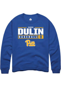 Caden Dulin  Rally Pitt Panthers Mens Blue NIL Stacked Box Long Sleeve Crew Sweatshirt