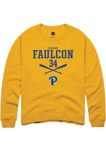 Kayden Faulcon  Rally Pitt Panthers Mens Gold NIL Sport Icon Long Sleeve Crew Sweatshirt
