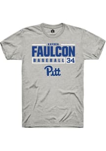 Kayden Faulcon  Pitt Panthers Ash Rally NIL Stacked Box Short Sleeve T Shirt