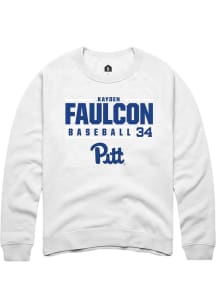 Kayden Faulcon  Rally Pitt Panthers Mens White NIL Stacked Box Long Sleeve Crew Sweatshirt