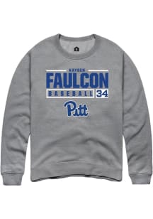 Kayden Faulcon  Rally Pitt Panthers Mens Graphite NIL Stacked Box Long Sleeve Crew Sweatshirt