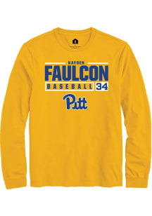 Kayden Faulcon  Pitt Panthers Gold Rally NIL Stacked Box Long Sleeve T Shirt