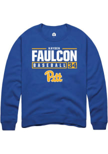Kayden Faulcon  Rally Pitt Panthers Mens Blue NIL Stacked Box Long Sleeve Crew Sweatshirt