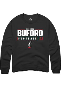 Deondre Buford  Rally Cincinnati Bearcats Mens Black NIL Stacked Box Long Sleeve Crew Sweatshirt