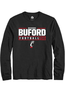 Deondre Buford  Cincinnati Bearcats Black Rally NIL Stacked Box Long Sleeve T Shirt