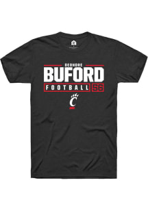 Deondre Buford  Cincinnati Bearcats Black Rally NIL Stacked Box Short Sleeve T Shirt
