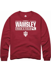 Cambell Wamsley  Rally Indiana Hoosiers Mens Red NIL Stacked Box Long Sleeve Crew Sweatshirt