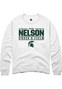 Jalen Nelson  Rally Michigan State Spartans Mens White NIL Stacked Box Long Sleeve Crew Sweatshirt