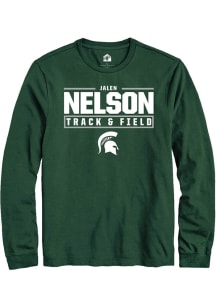 Jalen Nelson  Michigan State Spartans Green Rally NIL Stacked Box Long Sleeve T Shirt