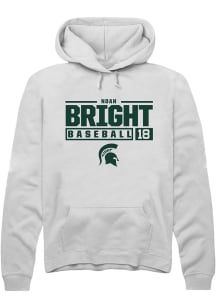 Noah Bright  Rally Michigan State Spartans Mens White NIL Stacked Box Long Sleeve Hoodie