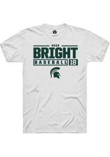 Noah Bright  Michigan State Spartans White Rally NIL Stacked Box Short Sleeve T Shirt