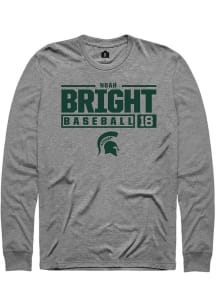 Noah Bright  Michigan State Spartans Graphite Rally NIL Stacked Box Long Sleeve T Shirt