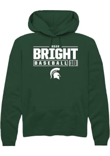 Noah Bright  Rally Michigan State Spartans Mens Green NIL Stacked Box Long Sleeve Hoodie