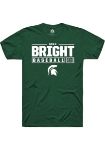Noah Bright  Michigan State Spartans Green Rally NIL Stacked Box Short Sleeve T Shirt