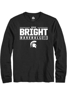 Noah Bright  Michigan State Spartans Black Rally NIL Stacked Box Long Sleeve T Shirt