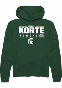 Reagan Korte  Rally Michigan State Spartans Mens Green NIL Stacked Box Long Sleeve Hoodie