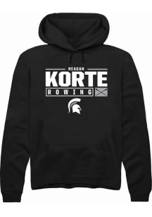 Reagan Korte  Rally Michigan State Spartans Mens Black NIL Stacked Box Long Sleeve Hoodie