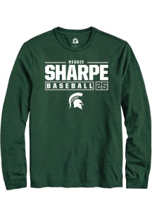 Reggie Sharpe  Michigan State Spartans Green Rally NIL Stacked Box Long Sleeve T Shirt