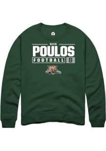 Nick Poulos  Rally Ohio Bobcats Mens Green Football NIL Stacked Box Long Sleeve Crew Sweatshirt