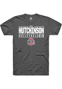 Ben Hutchinson  Ohio State Buckeyes Dark Grey Rally NIL Stacked Box Short Sleeve T Shirt