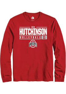 Ben Hutchinson  Ohio State Buckeyes Red Rally NIL Stacked Box Long Sleeve T Shirt