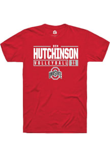 Ben Hutchinson  Ohio State Buckeyes Red Rally NIL Stacked Box Short Sleeve T Shirt