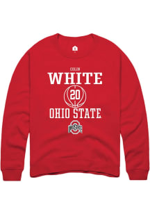 Colin White  Rally Ohio State Buckeyes Mens Red NIL Sport Icon Long Sleeve Crew Sweatshirt