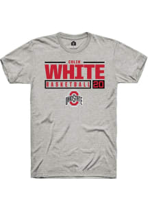 Colin White  Ohio State Buckeyes Ash Rally NIL Stacked Box Short Sleeve T Shirt