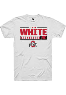 Colin White  Ohio State Buckeyes White Rally NIL Stacked Box Short Sleeve T Shirt