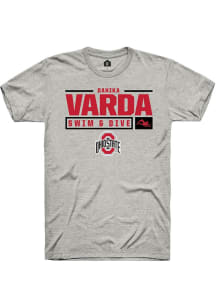 Danika Varda  Ohio State Buckeyes Ash Rally NIL Stacked Box Short Sleeve T Shirt