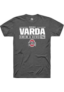 Danika Varda  Ohio State Buckeyes Dark Grey Rally NIL Stacked Box Short Sleeve T Shirt